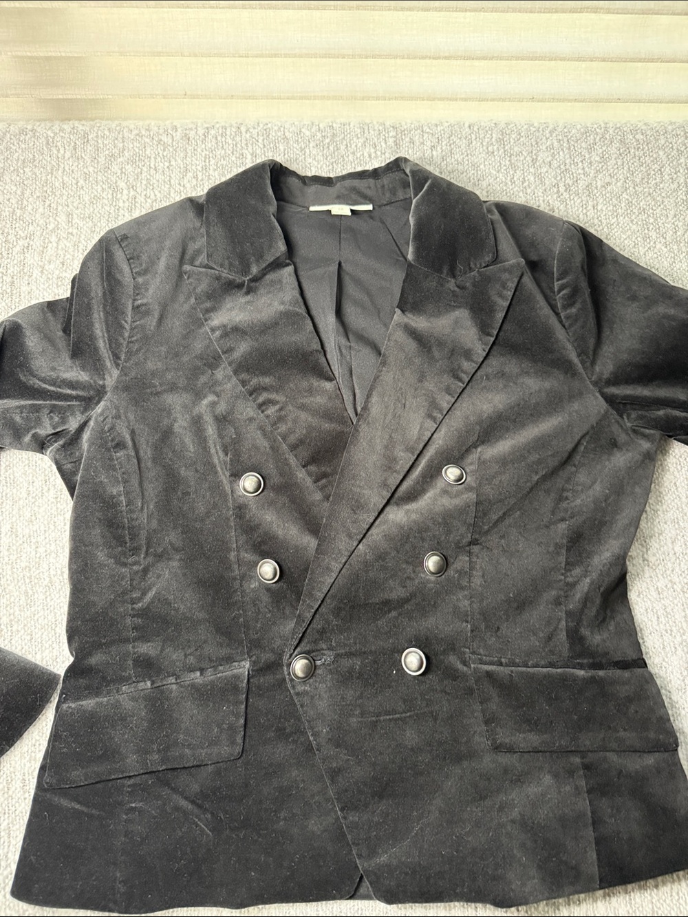 Ryegrass Women's Black Velvet Double-Breasted Blazer Size 12